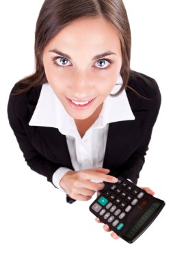 Business woman with calculator clipart