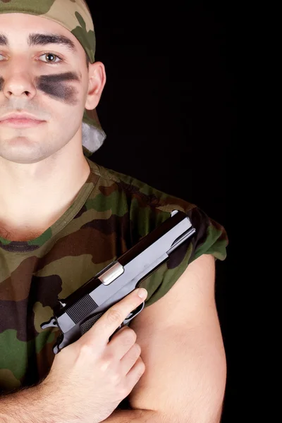 Soldier with gun — Stock Photo, Image