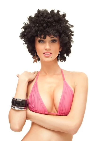 Sexy woman afro wig — Stock Photo, Image