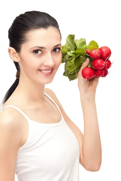 新鲜蔬菜的女人 — 图库照片