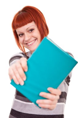 Teenager holding book clipart