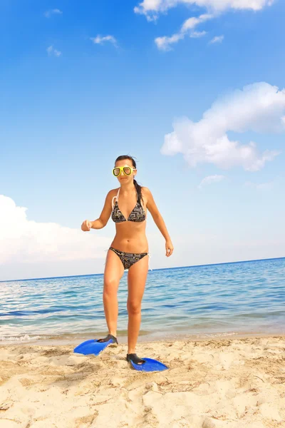 Funny girl ready for diving — Stock Photo, Image