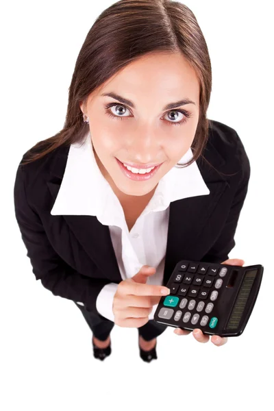 Joven secretaria con calculadora — Foto de Stock
