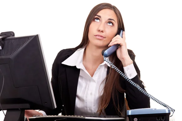 Geschäftsfrau, langweiliges Telefonat — Stockfoto