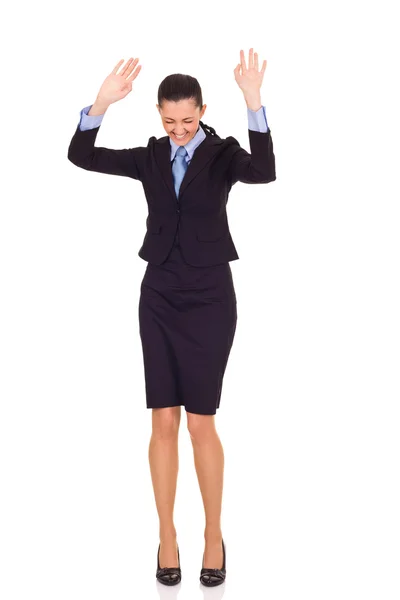Successful businesswoman, winner dancing — Stock Photo, Image