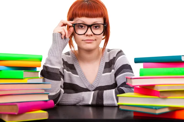 Tonåring med böcker — Stockfoto