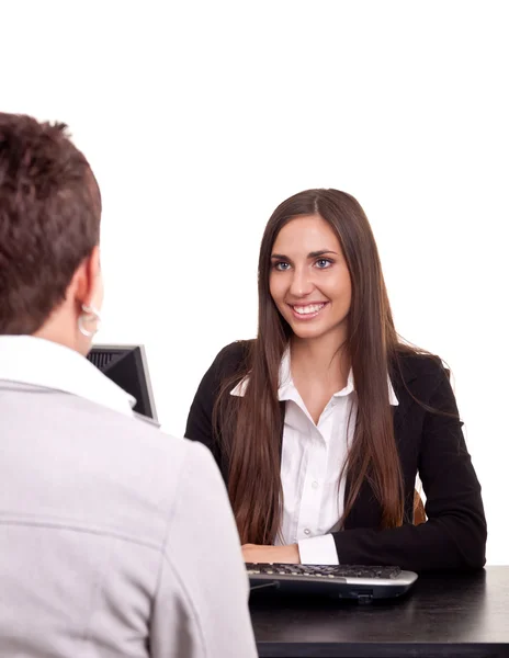 Businesswoman with a client — Stock Photo, Image
