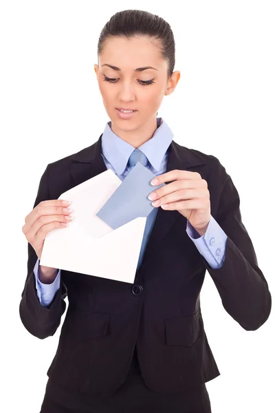 Businesswoman sending mail — Stock Photo, Image
