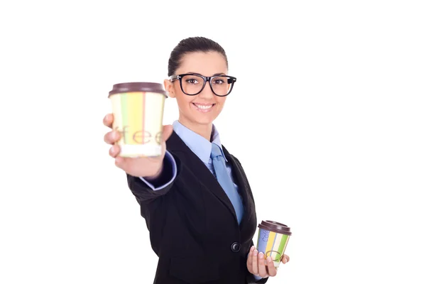 Zakenvrouw geven koffie — Stockfoto