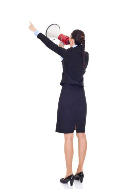 Businesswoman with megaphone clipart