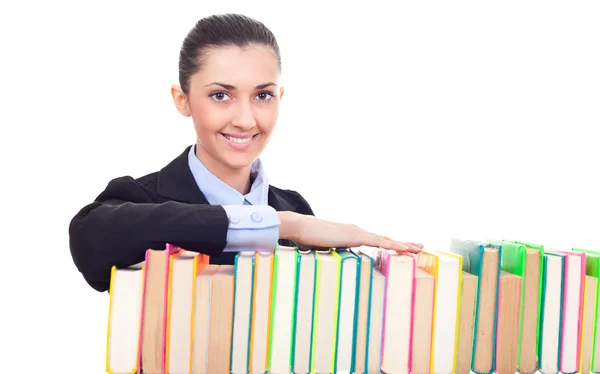 Mulher inteligente com livros — Fotografia de Stock