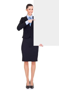 Business woman showing big blank sign clipart