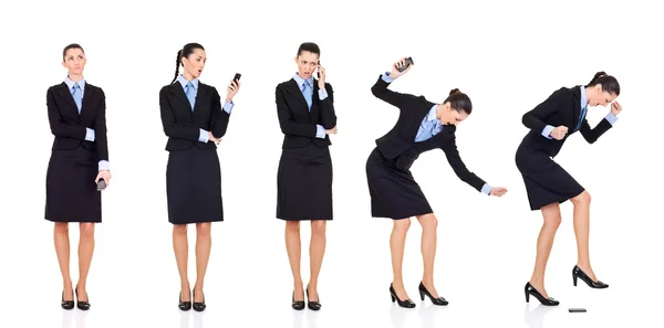 Affärskvinna fått dåliga nyheter via telefon — Stockfoto
