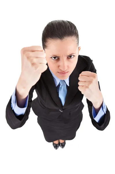Funny fighting business woman — Stock Photo, Image