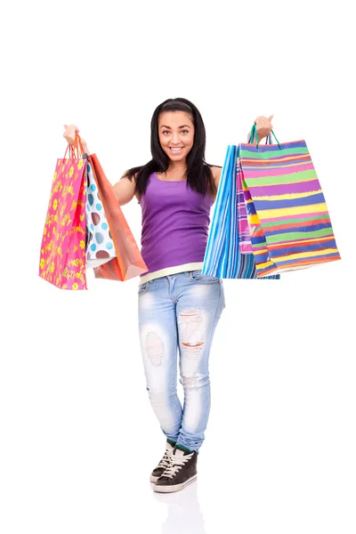 Excited shopping girl — Zdjęcie stockowe