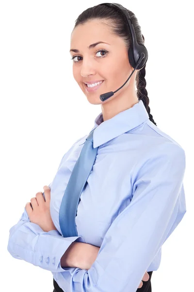 Vrouw werknemer in callcenter — Stockfoto