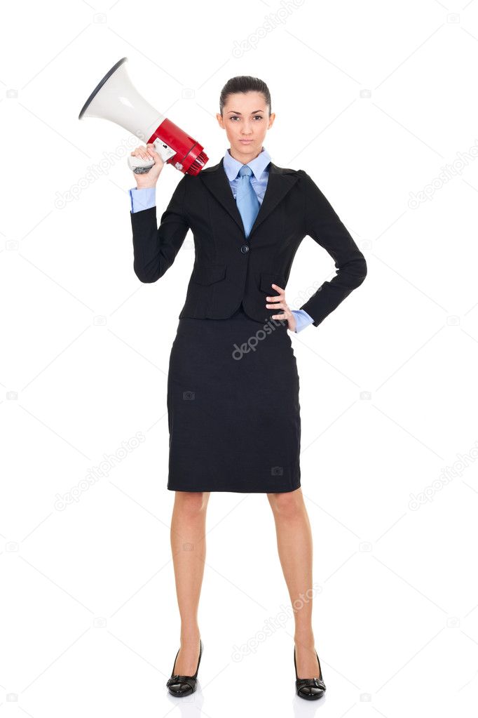 Sexy businesswoman with megaphone