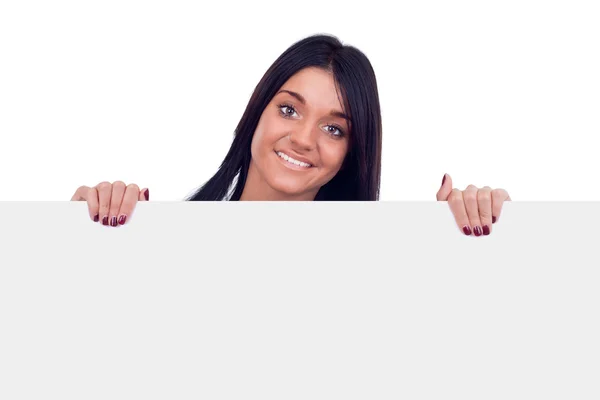 12:44:46 Pm] Andrea: usmívající se teenager s prázdné desky — Stock fotografie