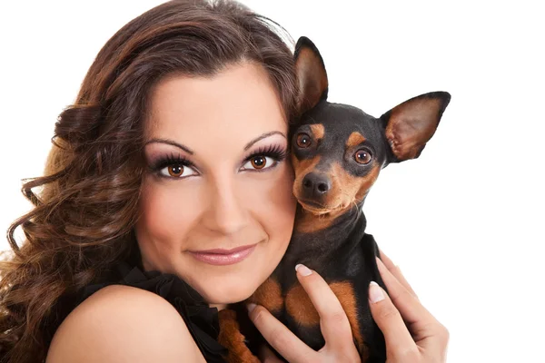 Young woman with her puppy — Stock Photo, Image