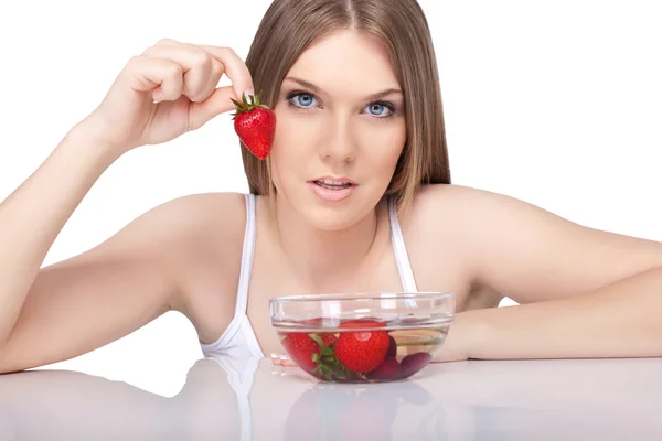 딸기 여자 — 스톡 사진