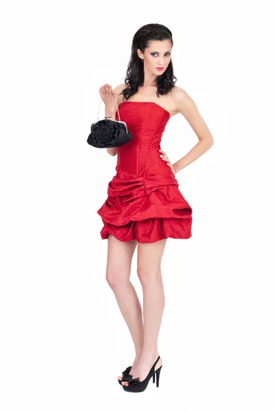 赤いドレスを着ての情熱の女性 — ストック写真
