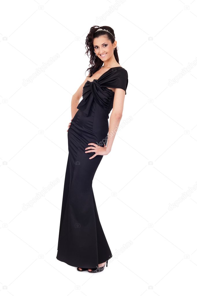 Woman in long black dress
