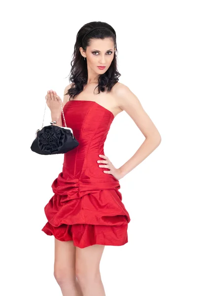Sexy jovem mulher em vestido vermelho — Fotografia de Stock