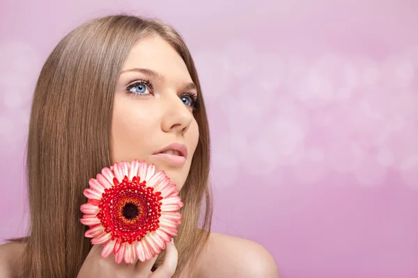 Beauty woman with flower — Stock Photo, Image