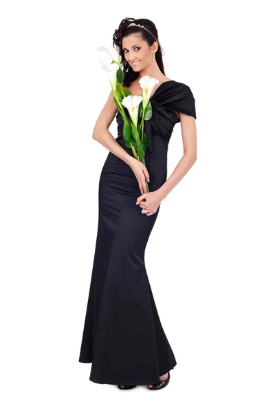 Elegante dame met bloem — Stockfoto