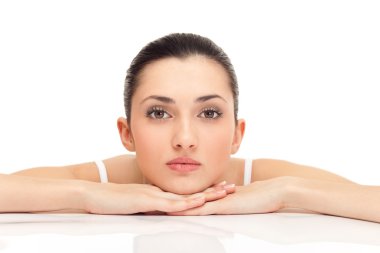 Healthy skin on woman's face clipart