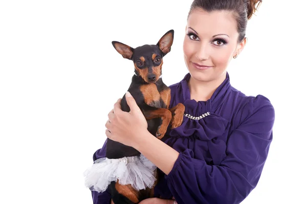 Frau mit ihrem Hund — Stockfoto