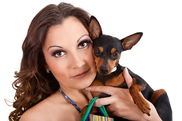 Mujer con su cachorro — Foto de Stock