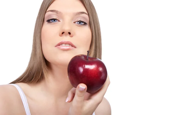 Young woman with apple Royalty Free Stock Photos