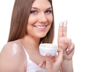 Funny woman with cream clipart