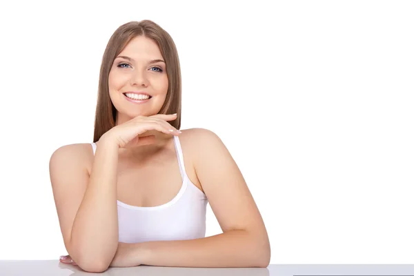 Glimlachende gezonde vrouw — Stockfoto