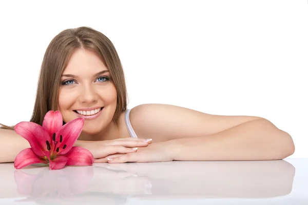 Spa girl with flower — Stock Photo, Image