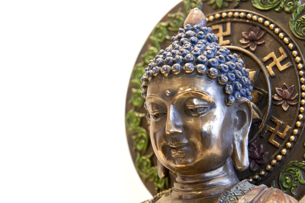 Buda do Nepal com símbolos de lótus da suástica — Fotografia de Stock