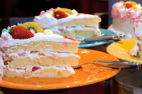 stock image Happy Birthday Cake with Fresh and Canned Fruits