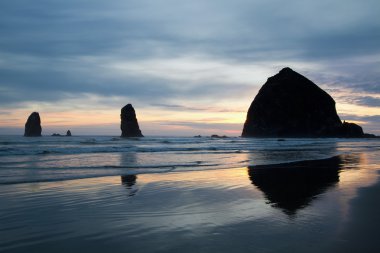 Haystack Rock on Cannon Beach Oregon clipart