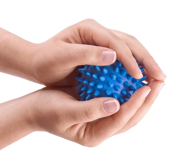 Woman hands with massage ball — Stock Photo, Image