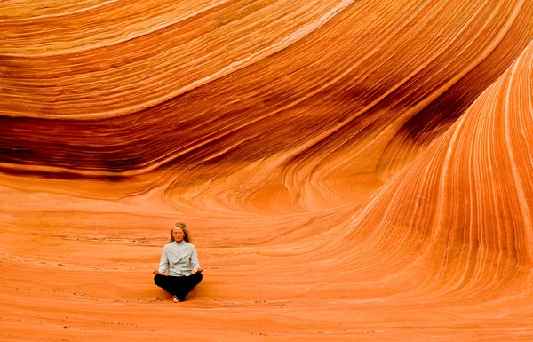 砂岩の瞑想 ストック画像