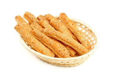 Grain sticks with sesame in basket clipart