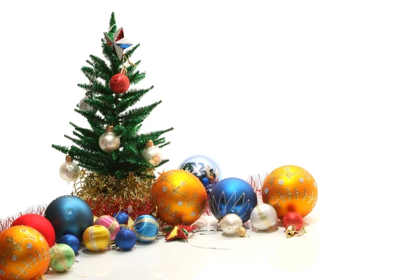 Christmas tree and ornaments — Stock Photo, Image