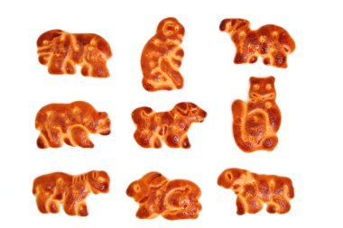 Cookies made in the form of figures of various animals clipart