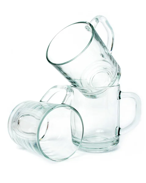 Three empty glass mugs — Stock Photo, Image