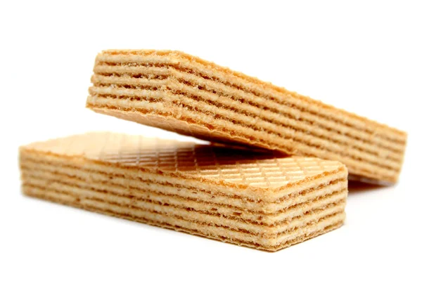 stock image Two wafers with a vanilla cream the front view