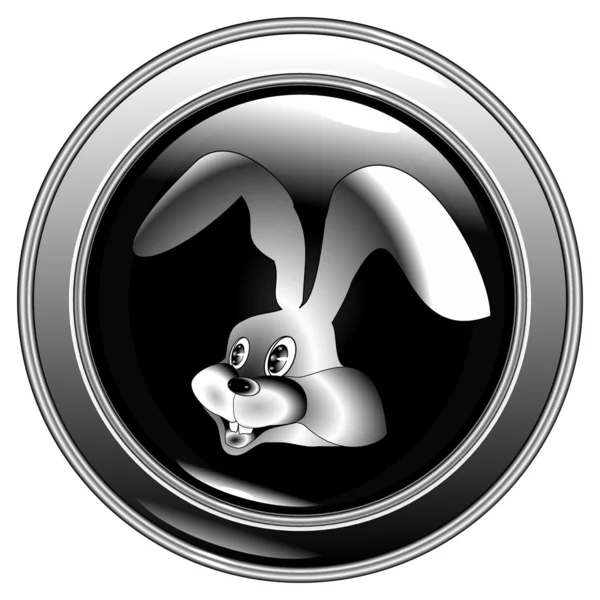Negro conejo botón vector eps10 — Vector de stock