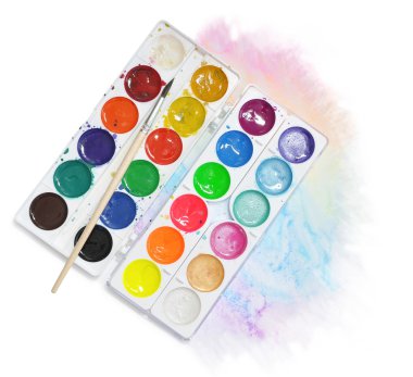 Water colors and brush clipart