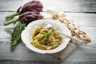 Pasta with artichoke clipart