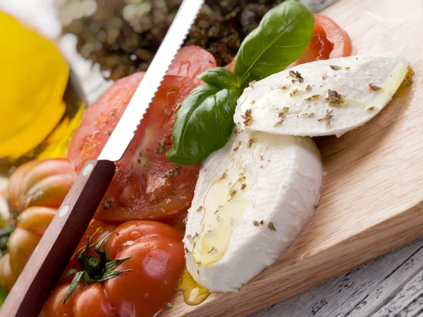 Mozzarella with oregano and tomato — Stock Photo, Image